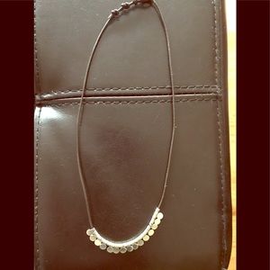 Stella and Dot silver and leather string necklace